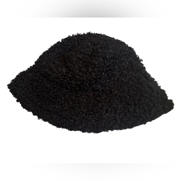 Black Textured Fuzzy Soft Retro OS Women’s Funky Black Bucket Hat Streetwear - Picture 1 of 5